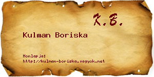 Kulman Boriska névjegykártya